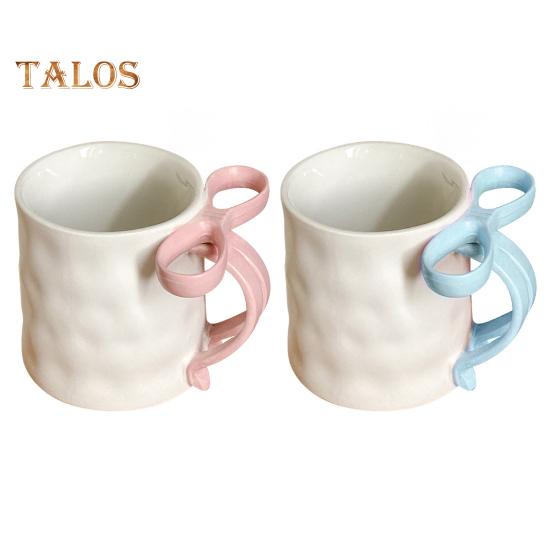 Ceramic Coffee Mug Elegant Tea Cup for Women Festive Bow Drinking Mug with Ribbon Handle Hot Cold Drinking Mug Gifts for Valentine's Birthday