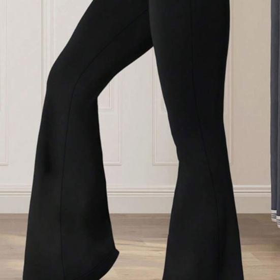 Women Pants High Waist Slim Fit Loose Leg Trousers Pure Color Yoga Running Walking Volleyball Flared Pants Everyday Wear