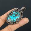 Tibetan Turquoise Pendant, 999 Copper Wire Wrapped Gemstone Jewelry, Handmade Pendant, For Thanksgiving