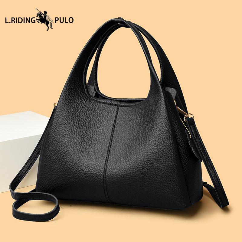 Women's Soft Leather Bucket Bag, High-quality Cowhide Texture, Shoulder/crossbody Bag, Large Capacity Tote Bag
