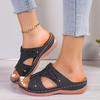 Casual slippers summer new wear versatile women's shoes slope heel open-toed cool slippers women