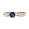Blue Sapphire Round Solitaire Ring - 925 Sterling Silver Rose Gold Vermeil