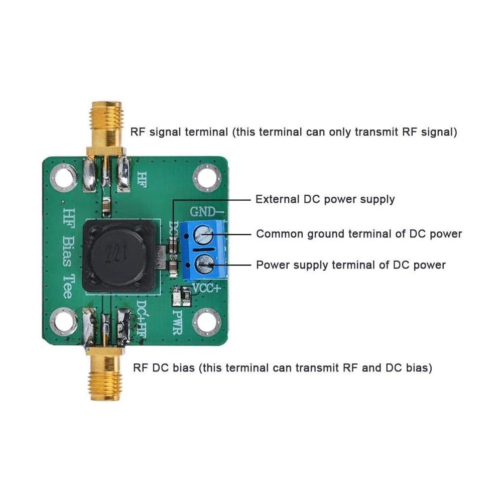 RF Microwave HF Bias Tee, DC Bias 50K-60MHz Active Antenna Power Supply