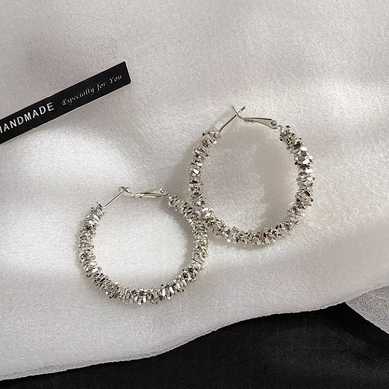 

S925 Silver Needle Exaggerated Ear Ring Ultra-fantastic Fashionable Metal Big Circle Earrings for Women срібний