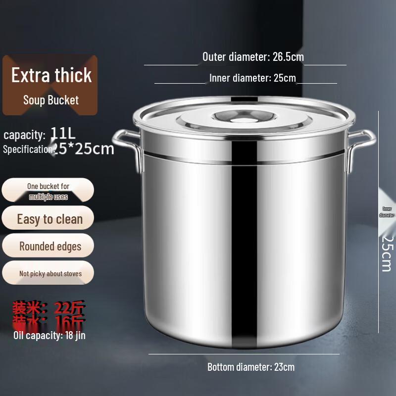 FATTBAO 201 Stainless Steel Round Pot with Lid