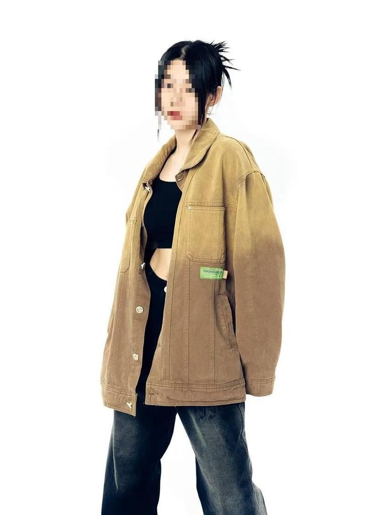 Unisex Retro Denim Motorcycle Jacket: Autumn/Winter Casual Trend, Loose Fit with Lapel