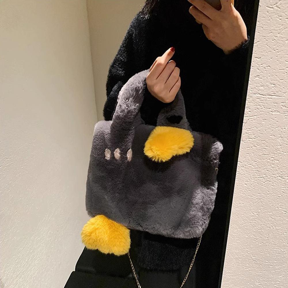 

Мила плюшева сумочка Big Goose Жіноча сумка на плечовому ремені на ланцюжку Осінь і зима Невеликий ранець Сумка великої місткості сірий