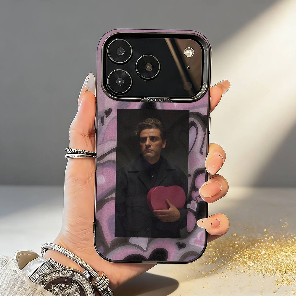 Actor O-Oscar I-Isaac Phone Case For iPhone17 16 15 14 13 12 Pro Max Grey Black Matte Laser Metallic Aurora Funda