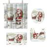 4pcs Merry Christmas Santa Claus Printed Bathroom Set 180x180 Waterproof Shower Curtain Floor Mat Toilet Mat U-shaped Mat