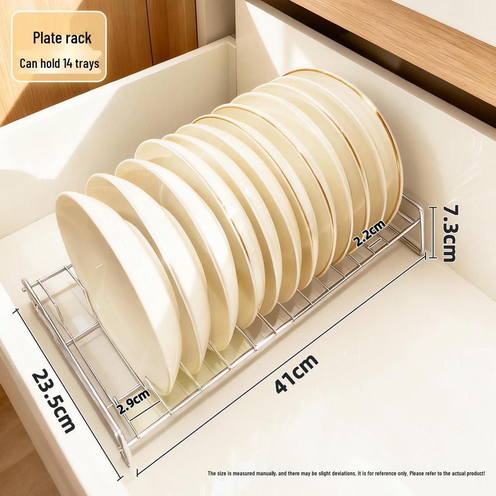 Built-in Kitchen Dish Rack with Drawer Divider for Chopsticks, Spoons, Bowls, and Plates.