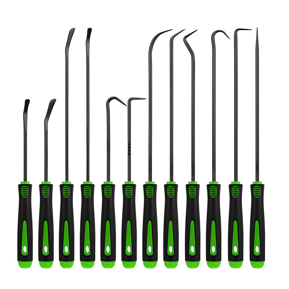 12 Pcs Precision Car Oil Seal Screwdriver Set O Gasket Puller Removal Tool Pick Hook Tool Green Hook Auto Repair