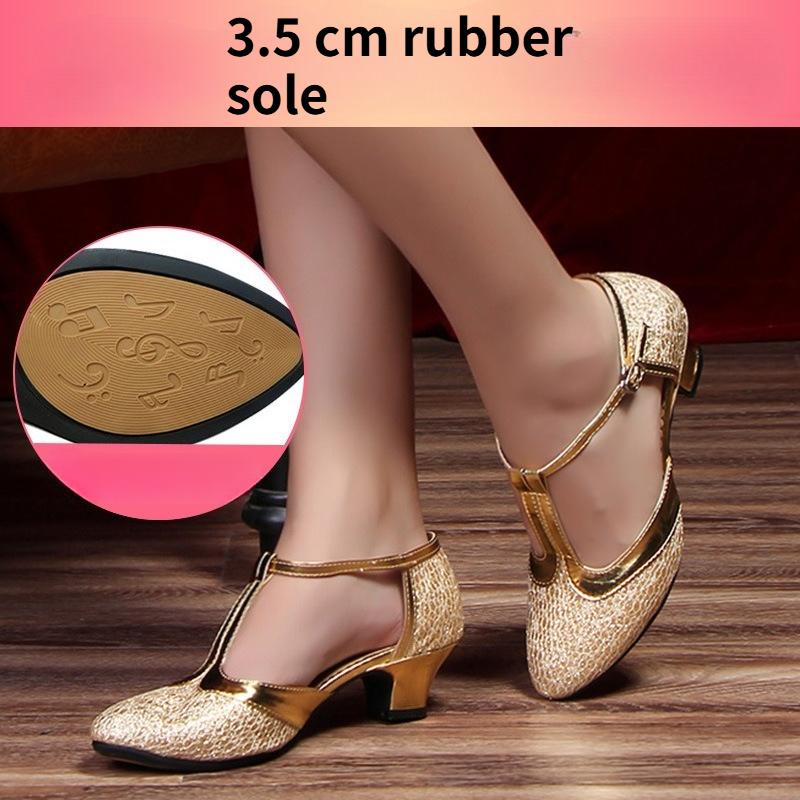Women's Adult High-Heel Ballroom Dance Shoes with Soft Soles for Outdoor Use