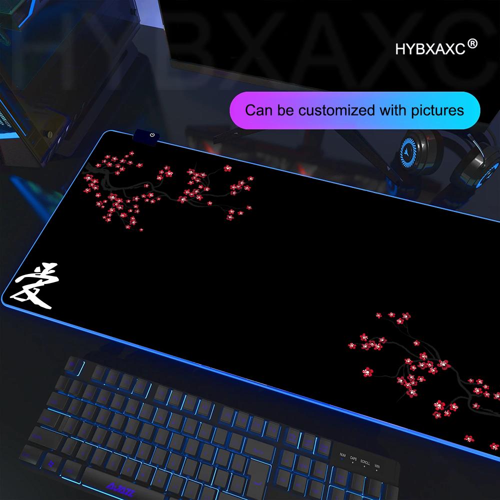 Kersenbloesem Ai Muismat, Minimalistische Japanse Bureau Decoratie RGB Gaming Muismat Bureau Mat HD Gamer Groot LED Licht XXL