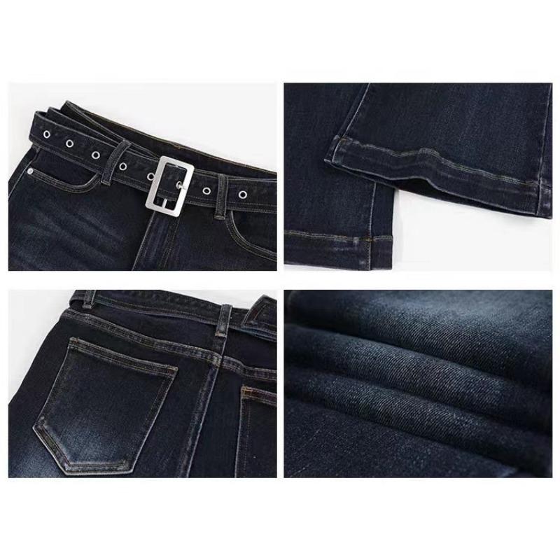 Womens High Waist Vintage Wash Flare Jeans Y2K Bootcut Wide Leg Denim Trousers Streetwear