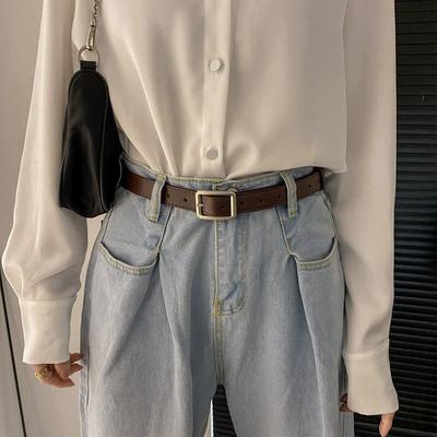 Ceinture pour femmes Tendance Boucle à aiguille Ceinture pour hommes Ceinture décontractée Ceinture souple véritable Associée à un jean Ceinture en PU Ceinture pas chère