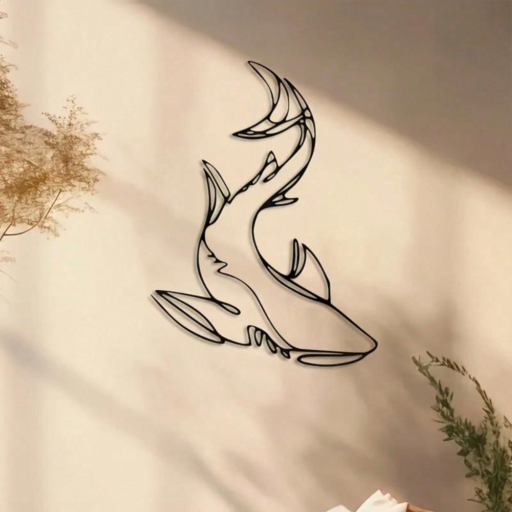 Shark Metal Art Bohemian Ocean Nautical Decor Laser Cut Coastal Wall Sculpture Modern Home Gift