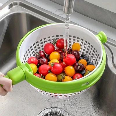 Drehender Abtropfkorb zum Waschen, Dehydrieren, Abtropfen und Abtropfen von Gemüse und Obst Haushalt Drehender Abtropfkorb
