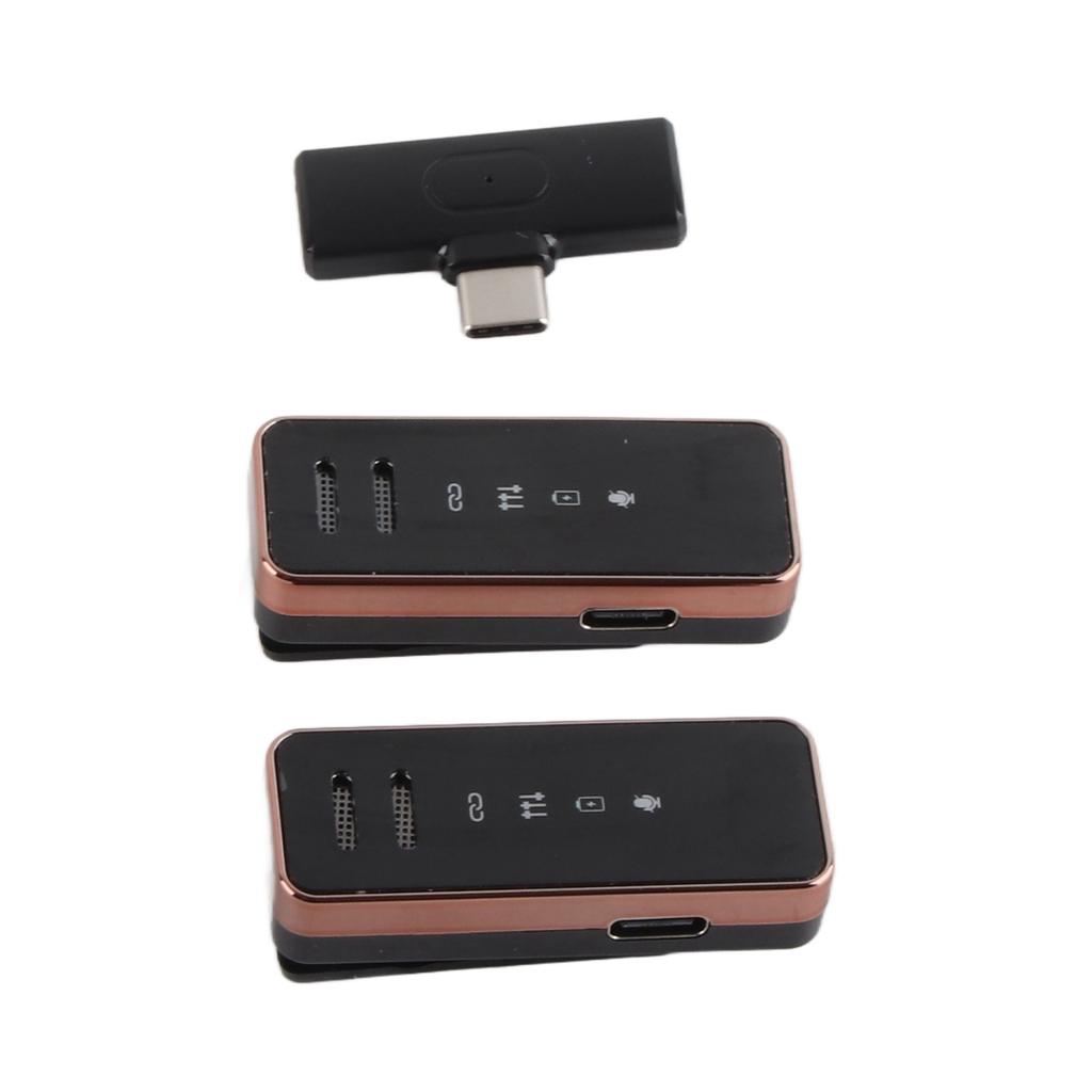 2 Stück Drahtloses Lavalier-Mikrofon Omnidirektional Geräuschunterdrückung Echtzeit-Monitor USB C