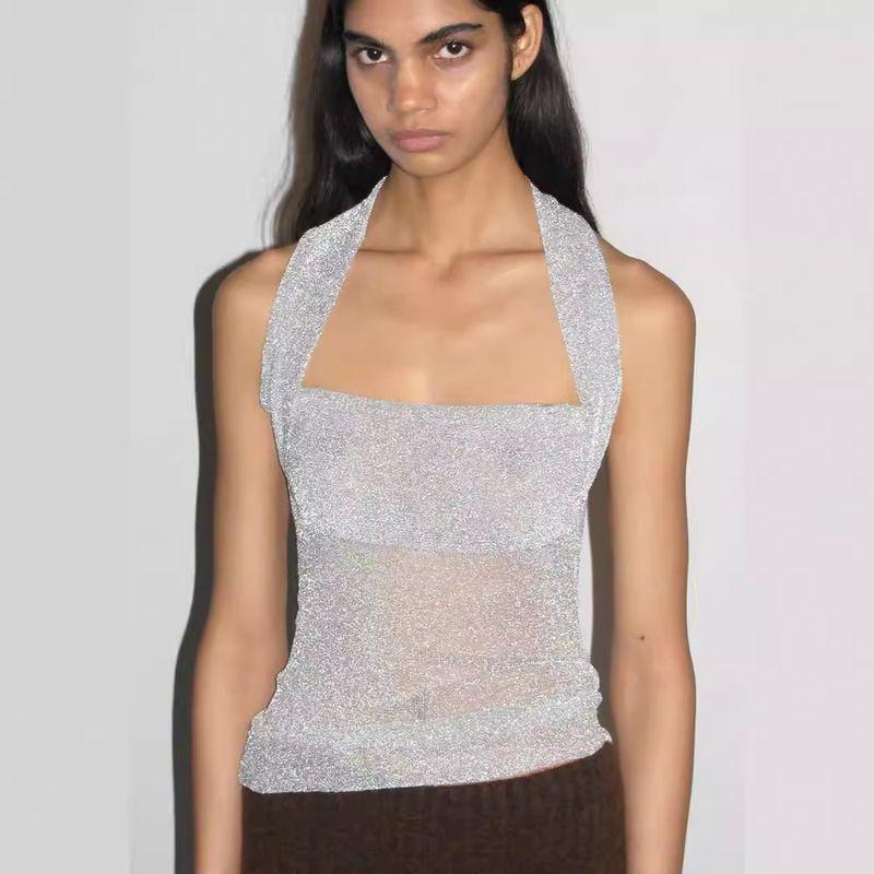 Paloma Wool Spain New Arrival Halterneck Spaghetti Straps Sleeveless Open Back Slimming Vest Tops Female Summer