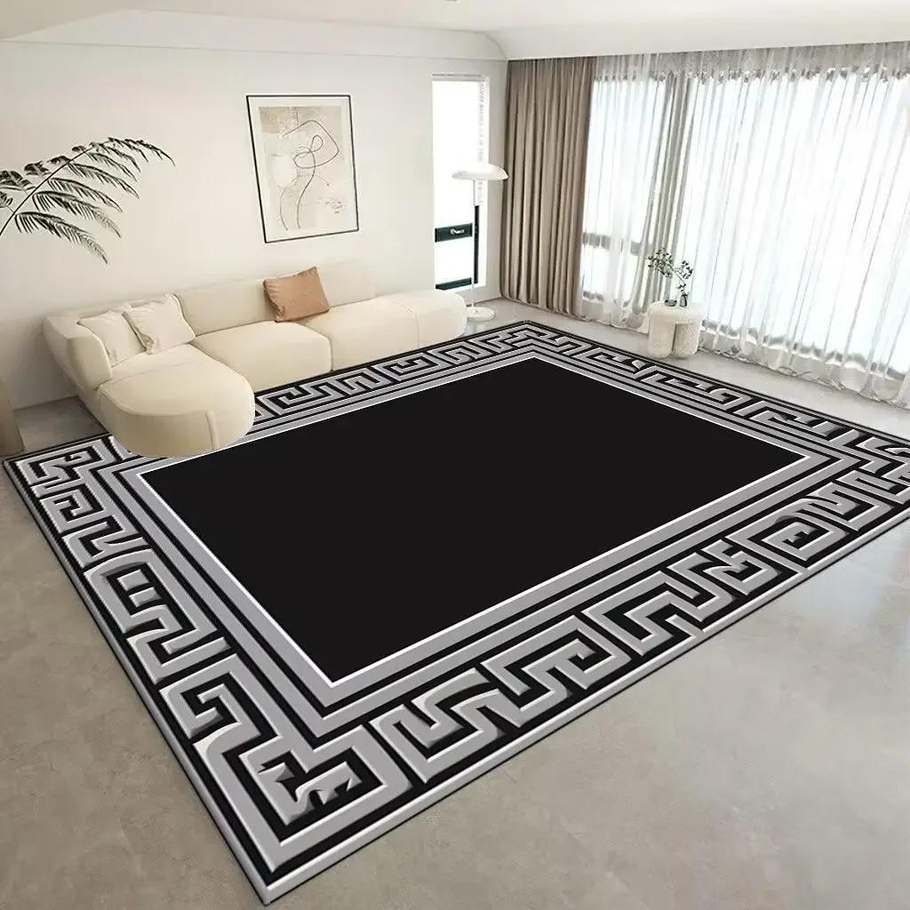 

Modern Minimalist Washable Rug for Black & White Living Room Large Area Non-Slip Decor 40x60cm