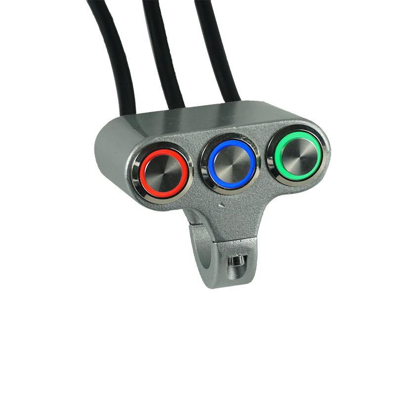 

Серебряный переключатель мотоцикла 7/8 22 мм, крепление на руль, переключатели фар, аварийный тормоз, противотуманный фонарь, вкл.-выкл., алюминий с индикатором