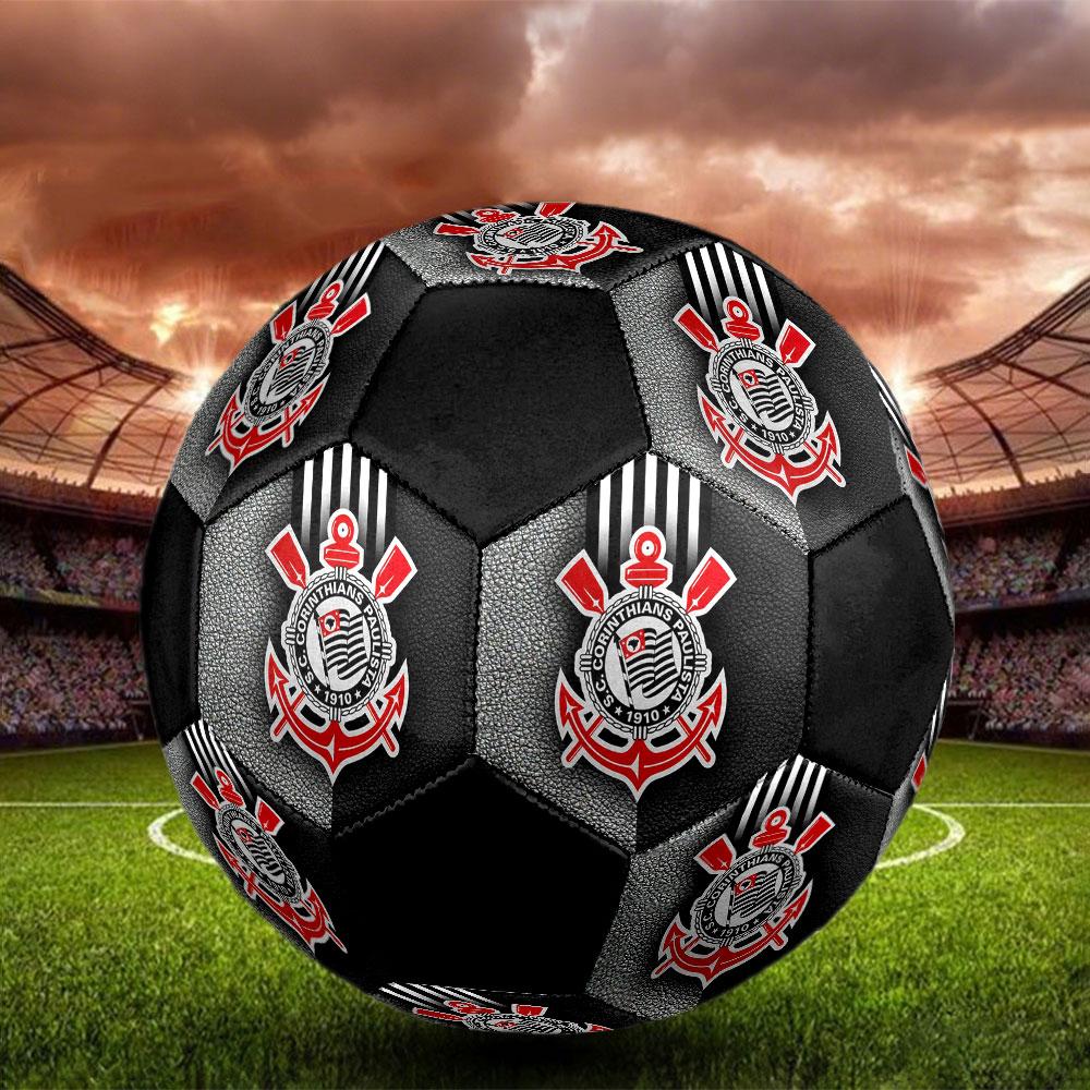 Sport Club Corinthians Paulista Size 5 Soccer Ball, Machine-Stitched PVC, Durable & High Bounce, All Ages Fit, Fan Merchandise, Matches & Outdoor Use.