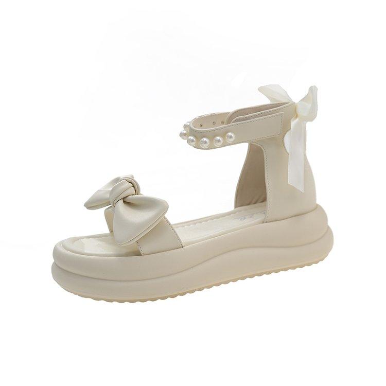 

Сандалии женские летние туфли в римском стиле с открытым носком 2024 г. Женские пляжные туфли на плоской подошве с открытым носком Женская обувь на платформе дизайнерские сандалии 35 бежевый