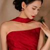 New Chinese Morning Gown Dress New Bridal Wedding Engagement Toast Dress Red Tube Top Light Luxury Niche Skirt