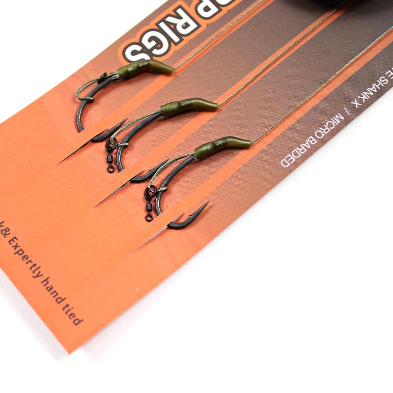 3pcs/pack Carp Fishing Rig Slip D Rig Hair Rig With Quick Change Swivel Curve Shank Hook Size 2/4/6 PTFE Coating High Carbon Steel