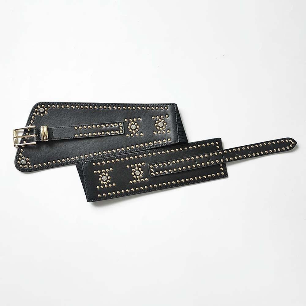 Personalized Design Rivet Wide Waistbands Adjustable Irregular Leather Belt Skirt Accessories