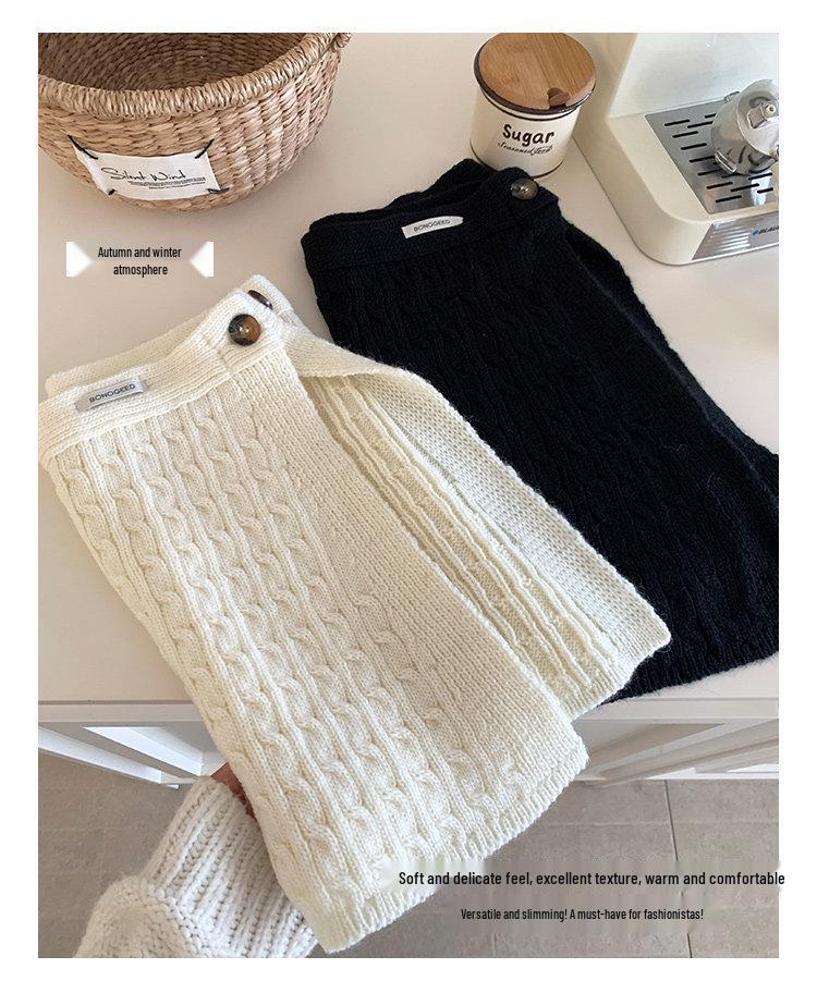 Korean-Style Women's Warm Knit Half Skirt for Autumn Winter