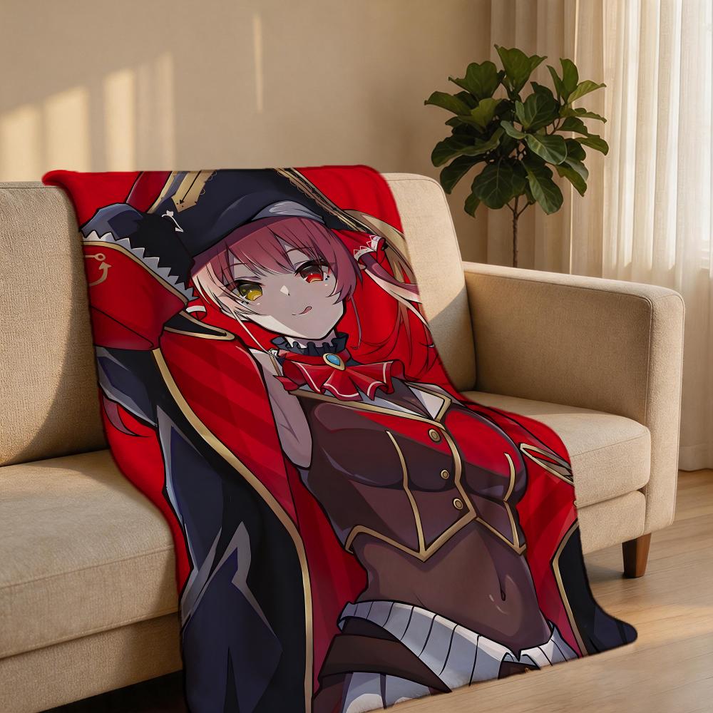 Vtuber H-Houshou MarineS Throw Short Plush Throw Blanket Soft Skin-Friendly Multi-Scene Home Office
