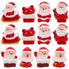 12pcs Mini Resin Santa Claus Ornaments Christmas Holiday Figurines For Tabletop Home Office Party Decor Miniature Christmas