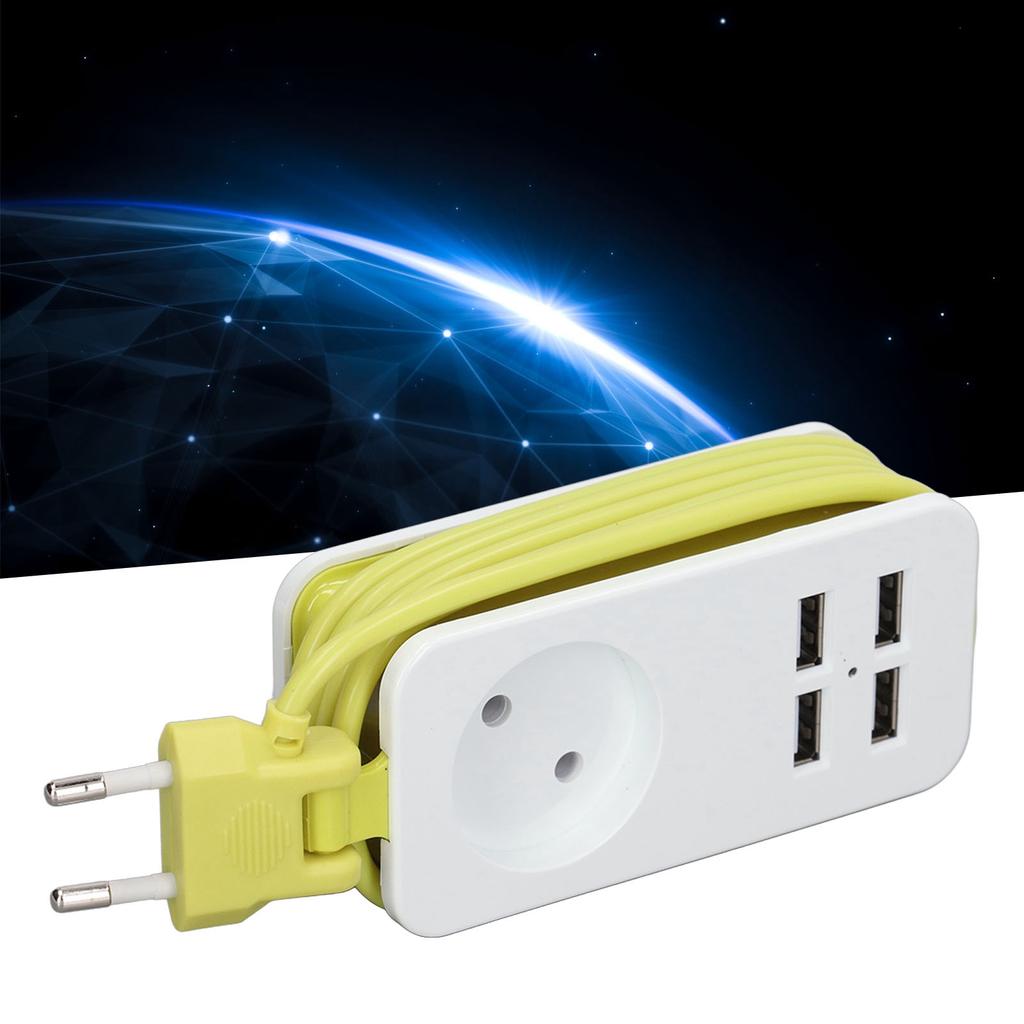 Power Strip 1200W 10A Fireproof  Adapter with 4 USB Port for Smartphones Tablet