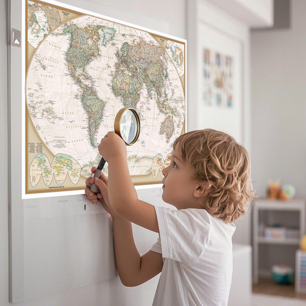 24*36inch/18*29inch Die Vintage Weltkarte Malerei Retro Wandkunst Poster Schulbedarf Heimdekoration,Tourismus/Bildungsmaterial