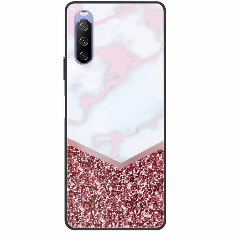Soft Cover For Sony Xperia 10 III Case 5 III Soft Silicone Black Cases for Sony Xperia 1 III / Xperia1 XZ4 Covers Cool Marble