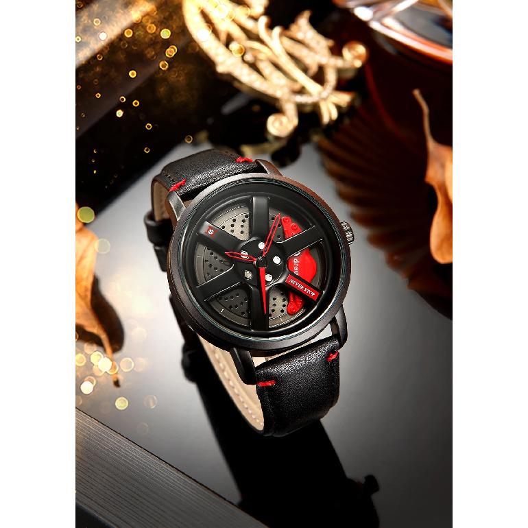 NS Men's Car wheel hub watch Minimalist Fashion Sports Watch Calendar Leather casual Quartz watch