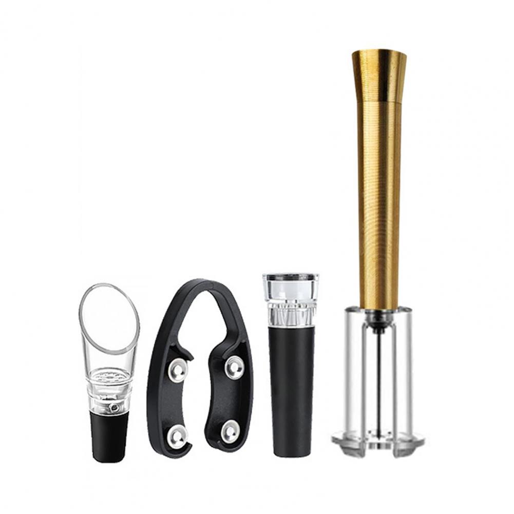 4Pcs/Set Wine Bottle Opener 4-in-1 Air Pump Pressure Opener Foil Cutter Inflatable Pourer Vacuum Stopper Wine Cork Extractor