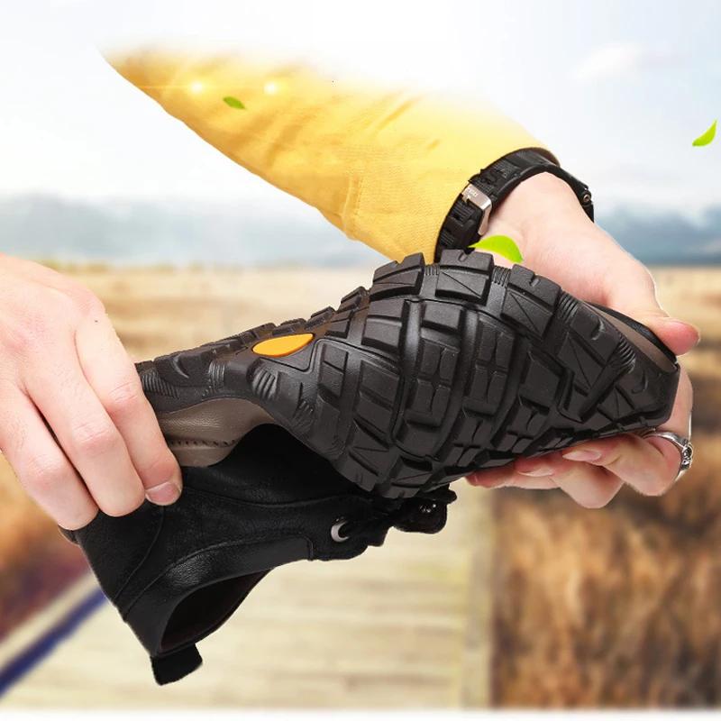 Fashion Lightweight Odor-proof Outdoor Wear-resistant Non-slip Hiking Shoes Men Leather PU Casual Shoes Men's Sports Shoes Zapatillas