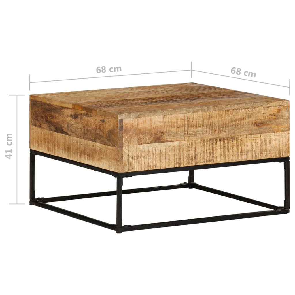  Coffee Table, 68x68x41 Cm, Rough Mango Wood