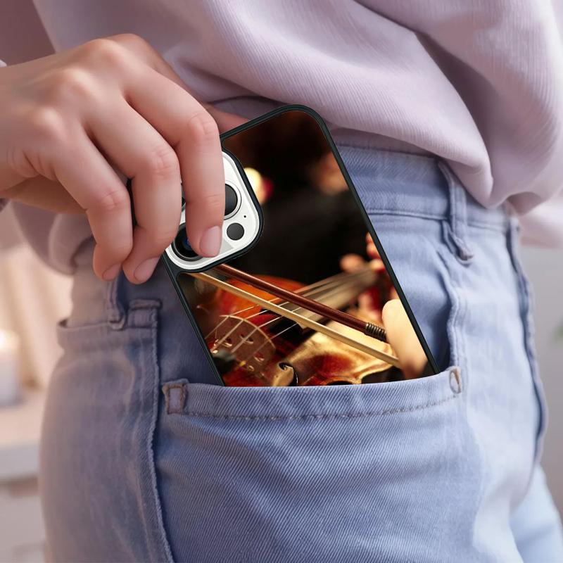 Musical Violin Guitar Phone Case For iPhone 17 Air 15 16e 14 13 Pro Max Coque 12 11 Pro Max PLUS cover