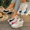 New Fashion Platform Wedge Fashion Fish Mouth One Word Buckle Women's Shoes European and American Foreign Trade Wedge Sandals