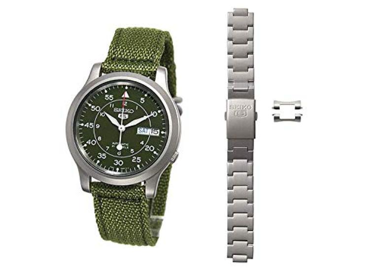 

набір із 5 SNK805K2 і справжній військовий металевий ремінь Seiko 5 [Набір продукту] [Seiko Import] [Реімпортований продукт] 2 шт.