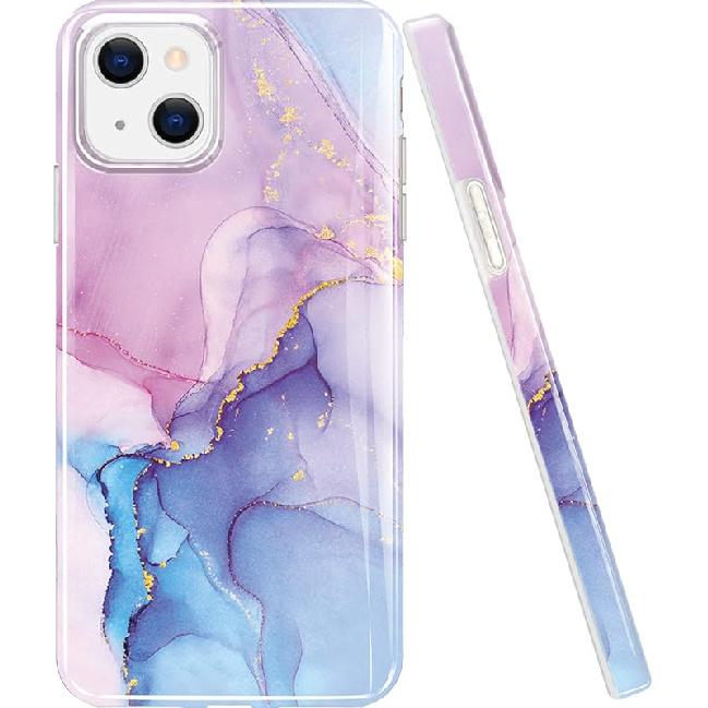 luolnh Compatible with iPhone 13 Case Marble Design Shockproof Slim Soft Silicone Bumper Cover Phone Case for iPhone 13 6.1 Inch(Abstract Purple