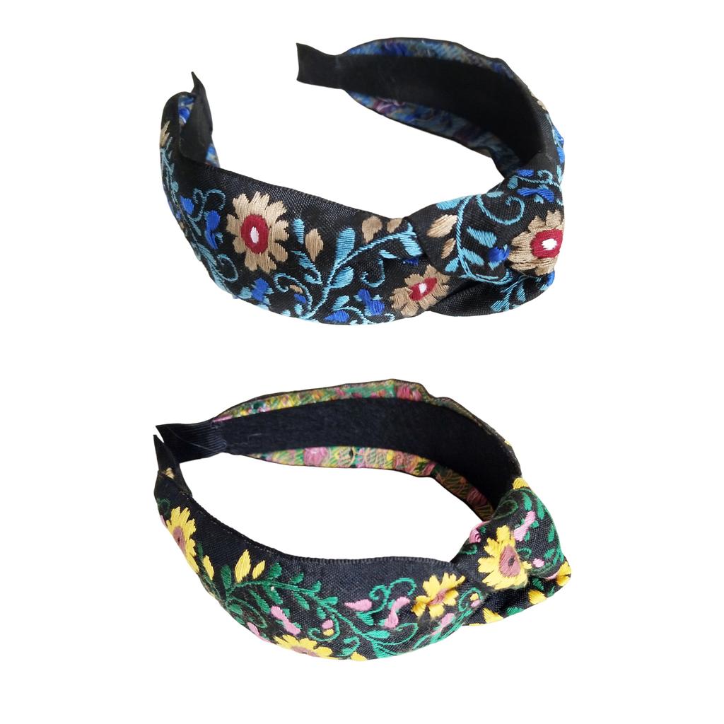 Mexican Embroidery Flower Headband Knotted Hairband for Women and Girls Perfect for Cinco de Mayo and Party Outfit