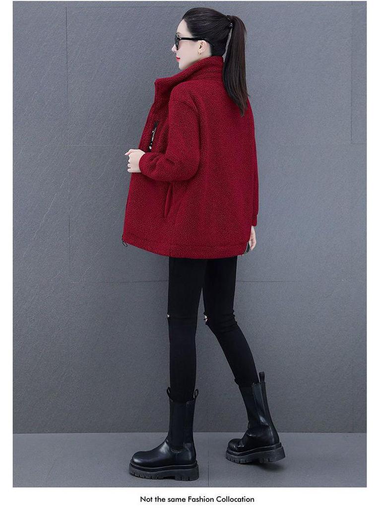 Women's Lambswool Fleece Jacket 2025: New Winter Style, Plus Velvet, Thick, Versatile, Loose-Fit, Plus Size, Stylish Top