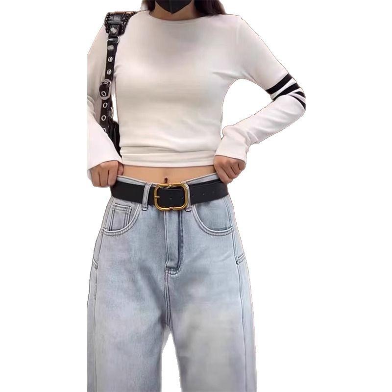 Plus Size Women's High-Waisted Straight-Leg Jeans - Spring/Autumn 2025, Versatile, Loose Fit, Slimming Wide-Leg
