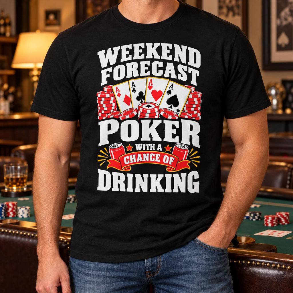 Weekend Forecast Poker With a Chance of Drinking Shirt, Funny Casino Cards Beer Tee, Texas Holdem Player Gift, Game Night Outfit, Party Joke