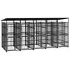 VidaXL Outdoor Kennel with Roof for Dogs Steel 9.22 M² Cage Enclosure 3097950