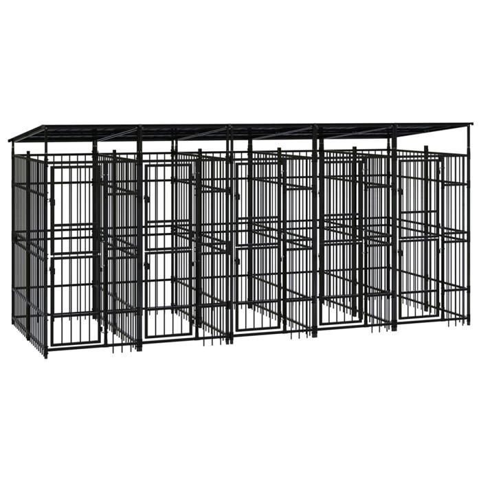VidaXL Outdoor Kennel with Roof for Dogs Steel 9.22 M² Cage Enclosure 3097950